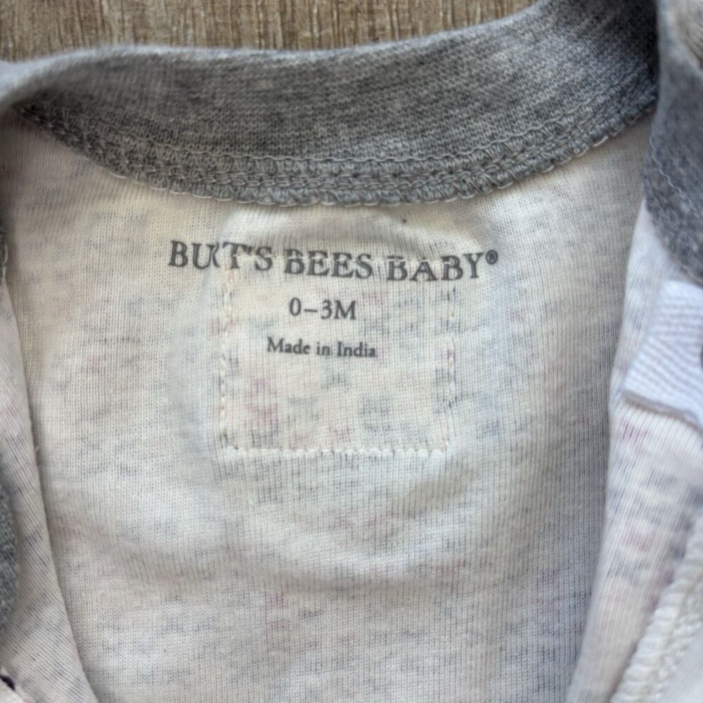 Burt's Bees Baby Girl Snug Fit Footed Pajama Size 0-3 Months Organic Cotton Pink - Picture 5 of 11